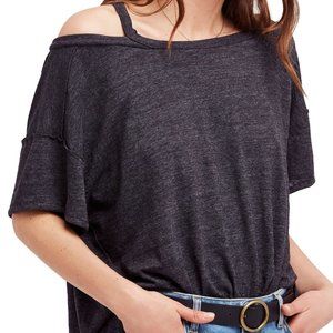 We the Free by Free People Alex Cutout Tee in Grey